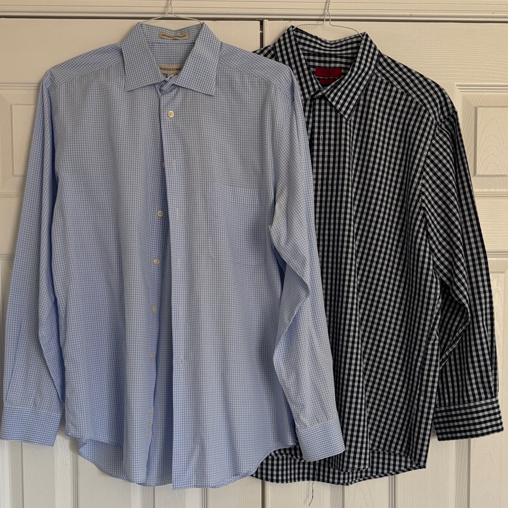Men's Blue and Navy Checkered Pronto Uomo and Alfani Shirts